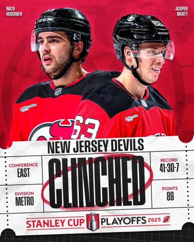 Els @NJDevils 👹 s'han classificat per la postemporada i jugaran contra els @Canes 🌪 a primera ronda. #NJDevils